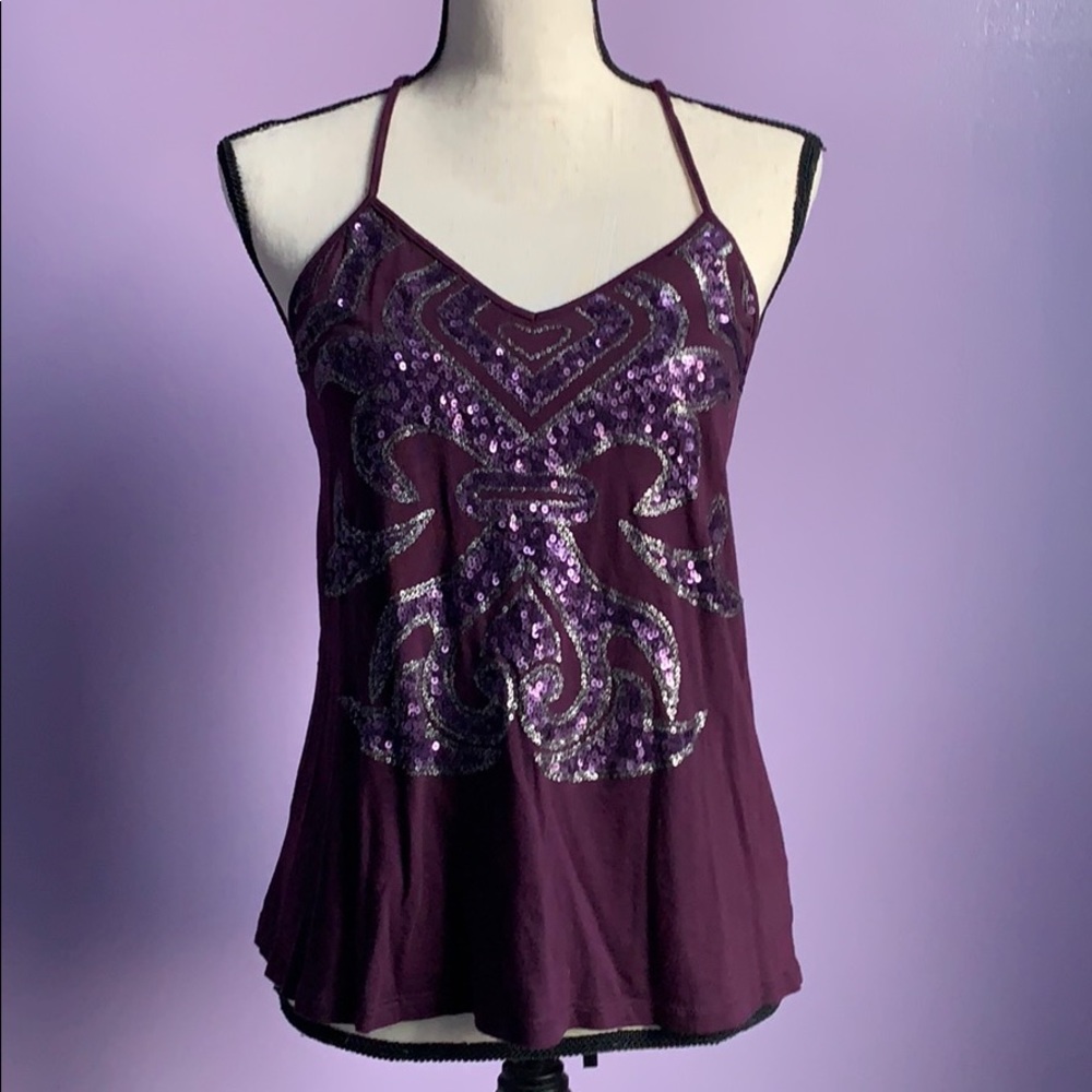 Express purple sequin racerback top